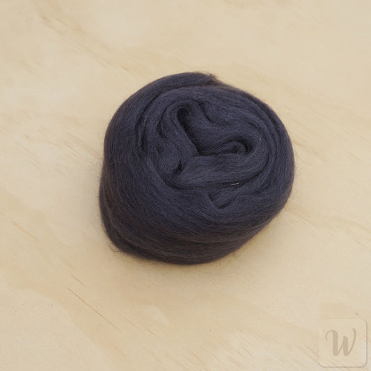Corriedale wool tops roving in rich Seal grey colour, soft smooth fibres for spinning and felting